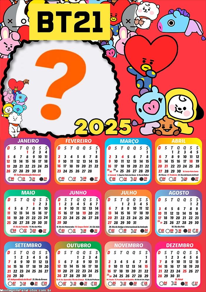 Foto Calendário 2025 BT21 Moldura