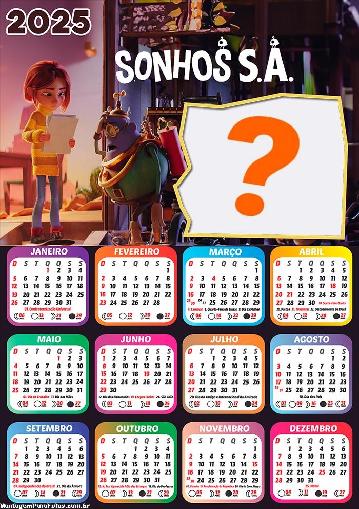 Colagem de Foto Calendário 2025 Sonhos S.A.