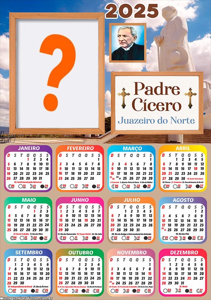 Calendário 2025 Padre Cícero Juazeiro do Norte Montagem Online