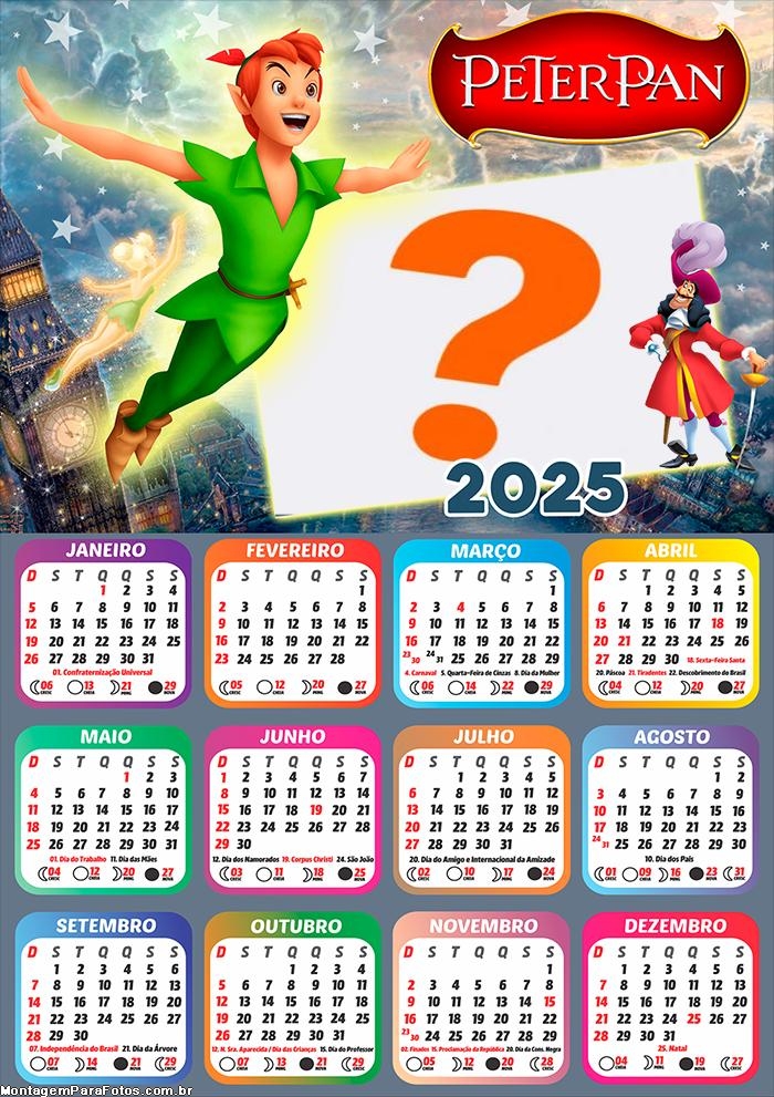 Calendário 2025 Peter Pan Montagem Grátis Online