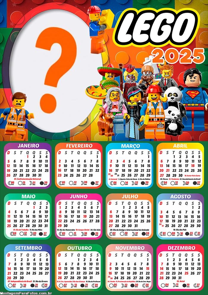 Calendário 2025 Lego Infantil Foto Montagem Online