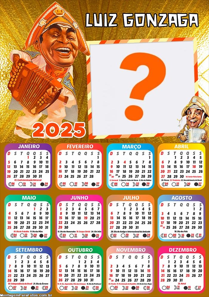 Calendário 2025 Luiz Gonzaga Moldura Online