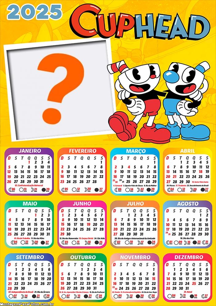 Calendário 2025 CupHead Montagem Grátis Online