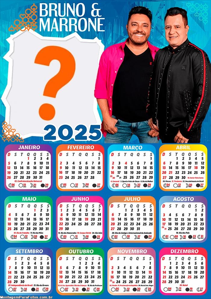 Foto Calendário 2025 Bruno e Marrone Moldura