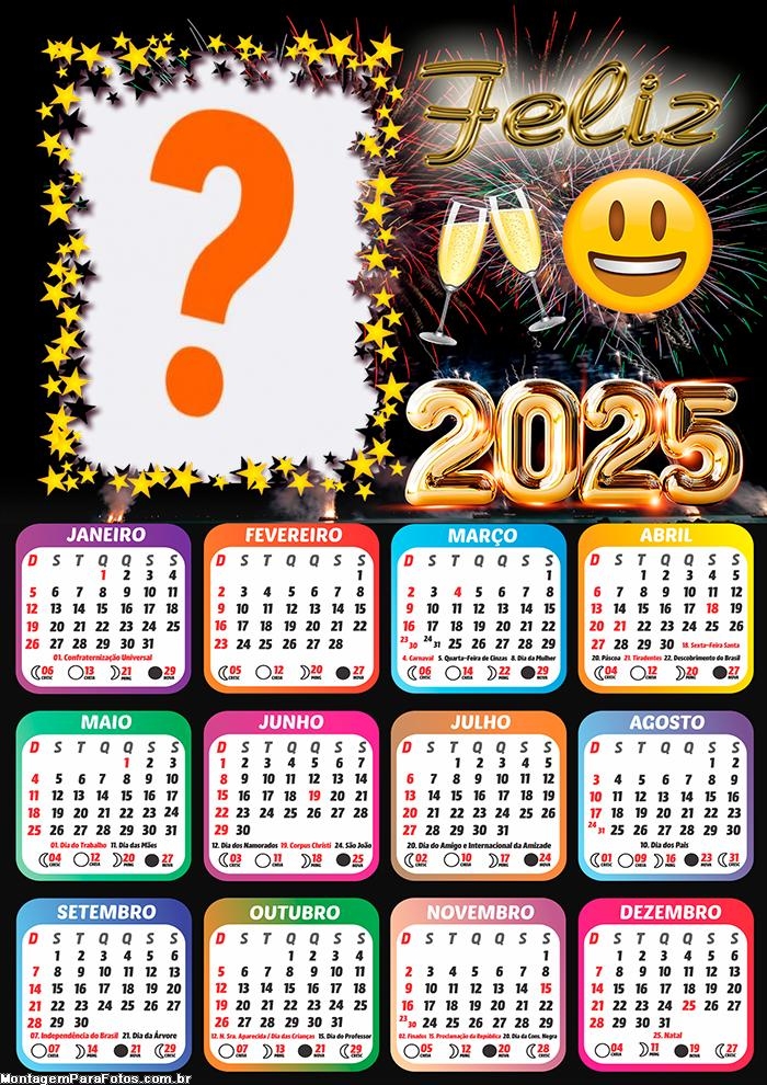 Calendário 2025 Formatura Divertida Mente Montagem de Foto