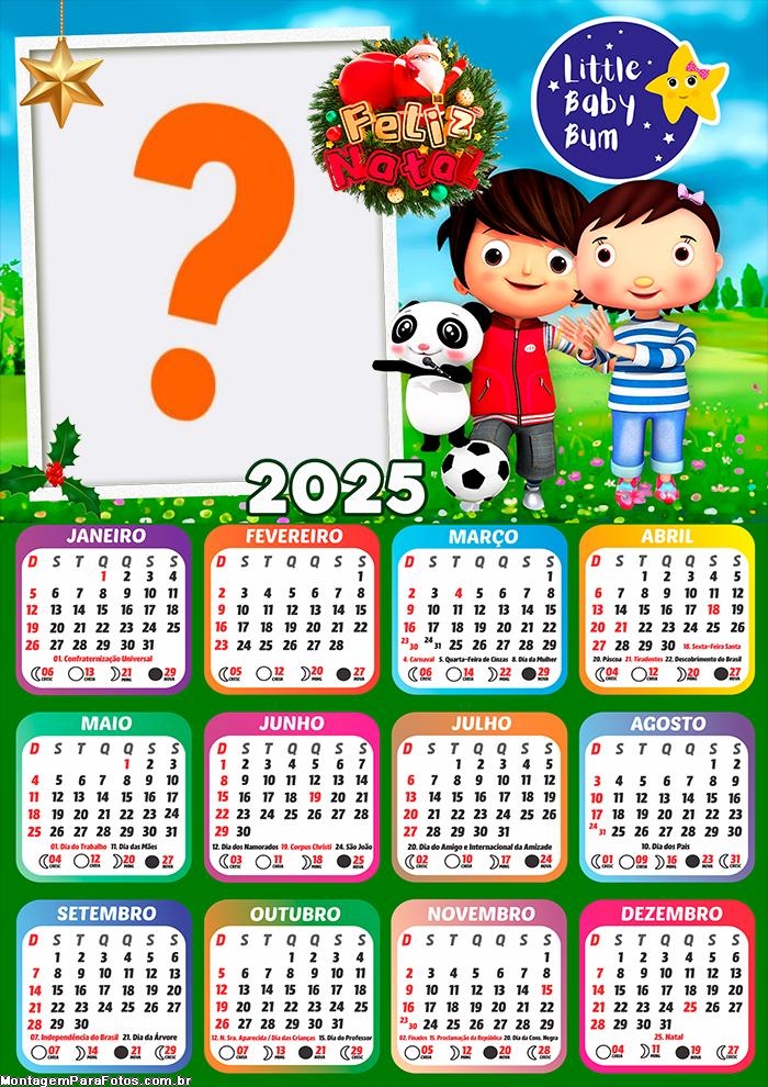 Moldura Calendário 2025 Feliz Natal Little Angel Online