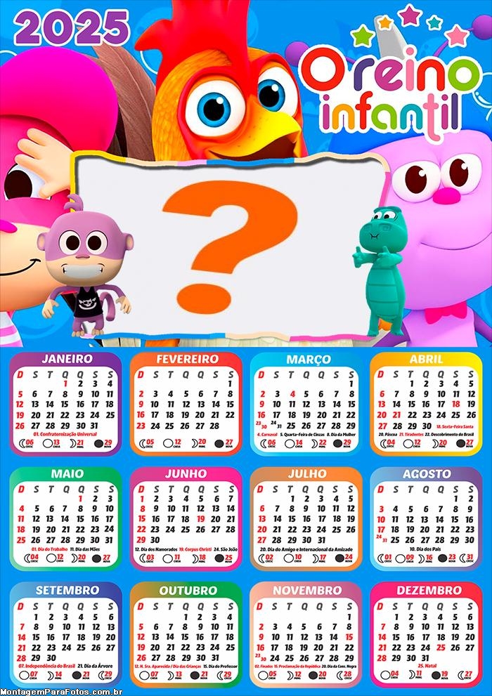 Calendário 2025 O Reino Infantil Montagem Grátis Online