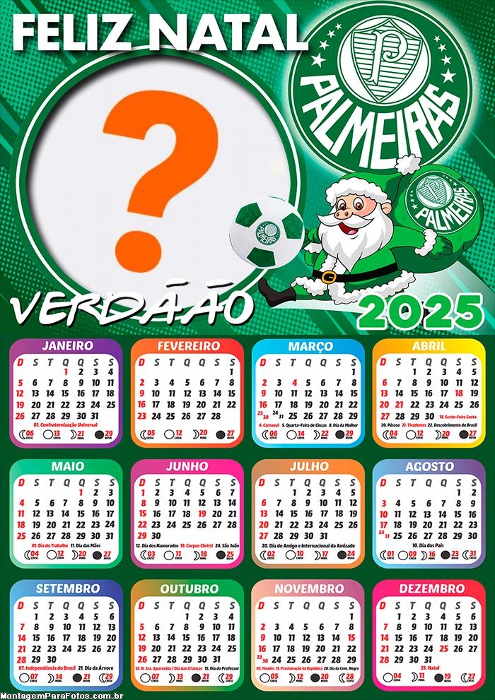 Calendário 2025 Papai Noel Palmerense Montagem Online