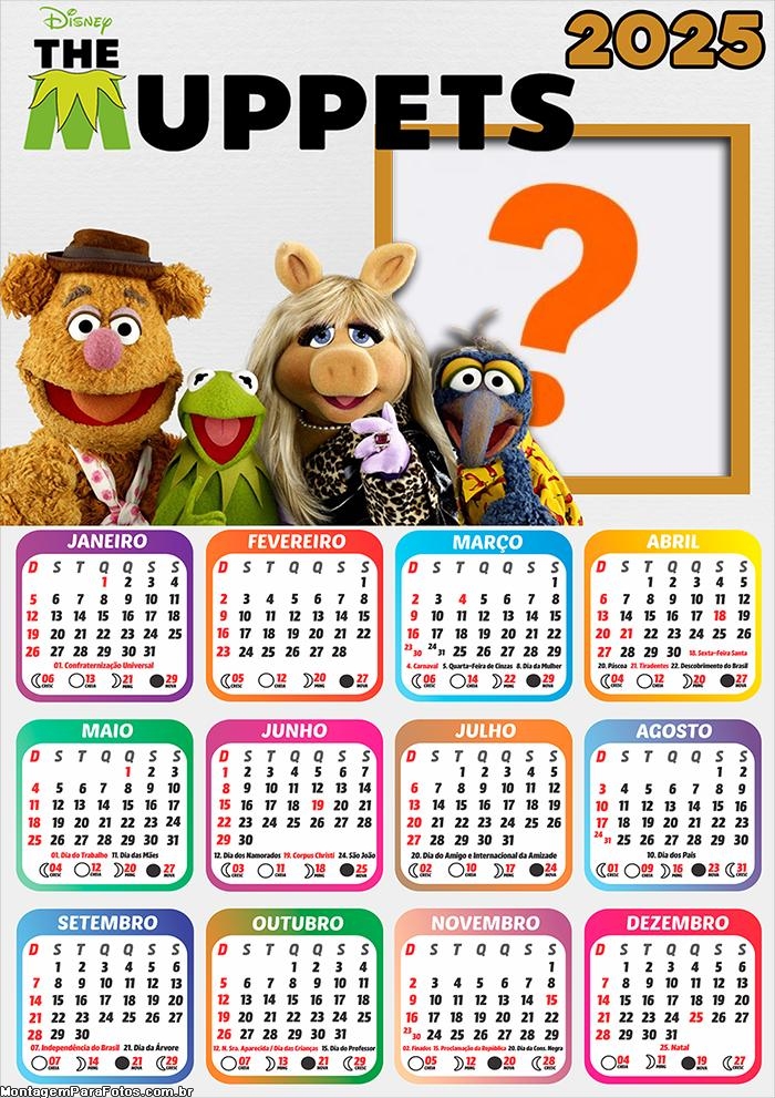 Calendário 2025 The Muppets Moldura Online