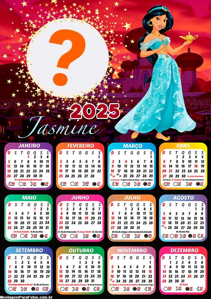 Calendário 2025 Jasmine Fazer Montagem Online