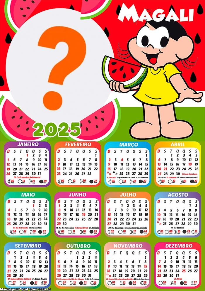 Calendário 2025 Magali Montagem de Foto