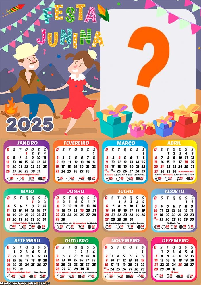 Calendário 2025 Festa Juninha Lembrança Montagem Online