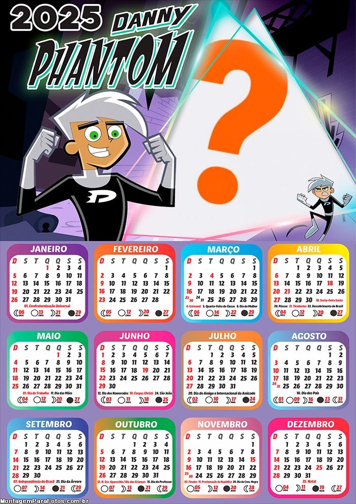 Calendário 2025 Danny Phantom Montagem Grátis Online