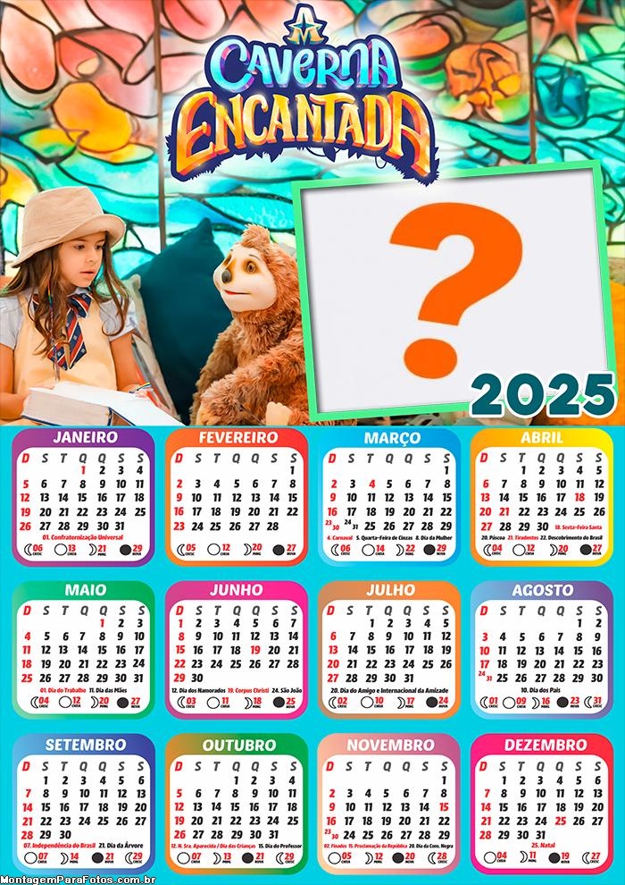 Colagem de Foto Calendário 2025 A Caverna Encantada