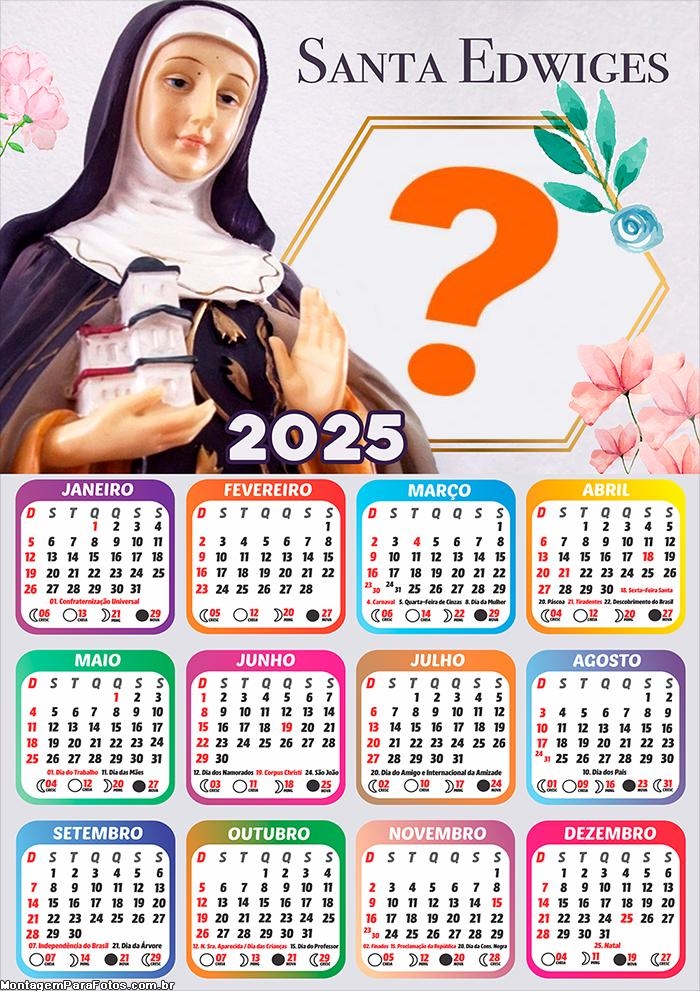 Calendário 2025 Santa Edwiges Montagem de Imagem