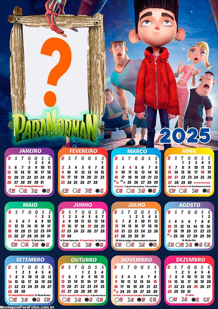 Calendário 2025 ParaNorman Montagem Grátis Online