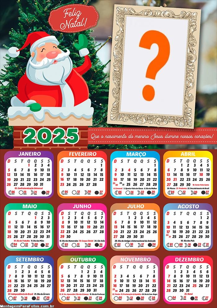 Calendário 2025 Papai Noel na Chaminé Montagem Online