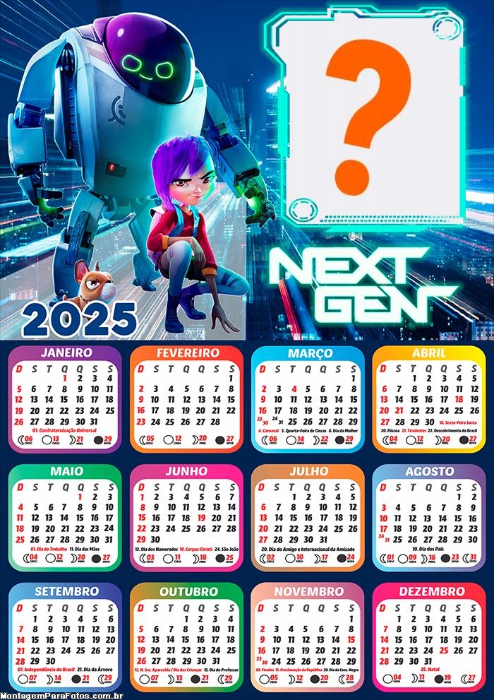 Calendário 2025 Next Gen Montagem de Foto