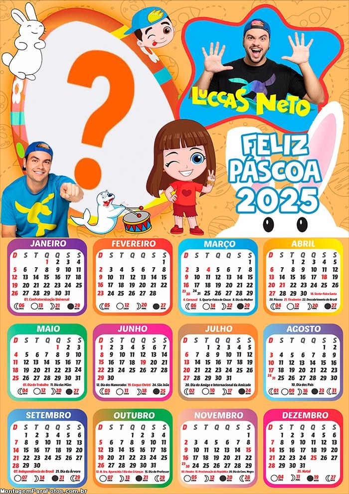 Foto Calendário 2025 Feliz Páscoa Luccas Neto Moldura