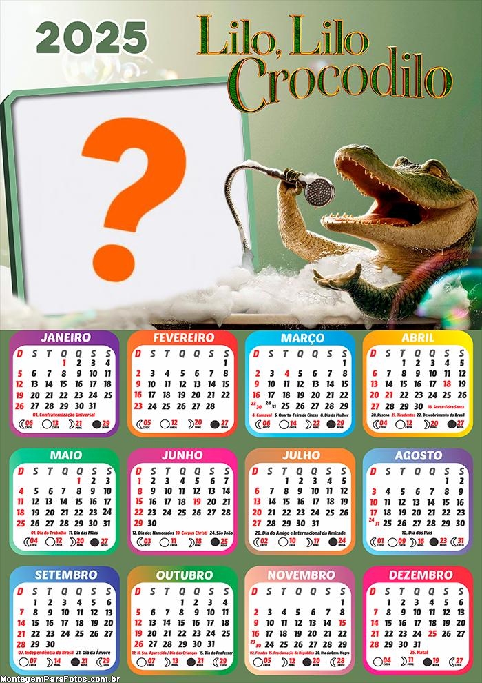 Colagem de Foto Calendário 2025 Lilo Lilo Crocodilo