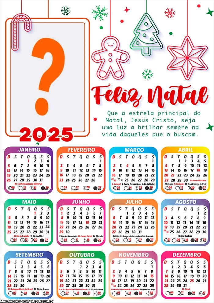 Calendário 2025 Uma luz a brilhar sempre na Vida Foto Montagem Grátis