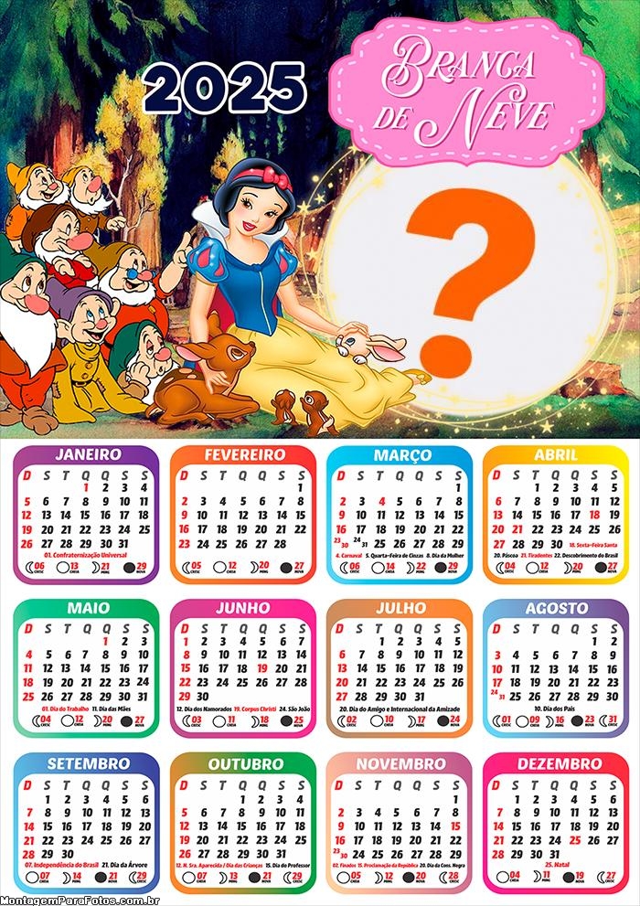 Foto Calendário 2025 Branca de Neve Moldura