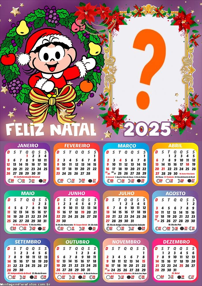 Calendário 2025 Feliz Natal Magali Montagem Online