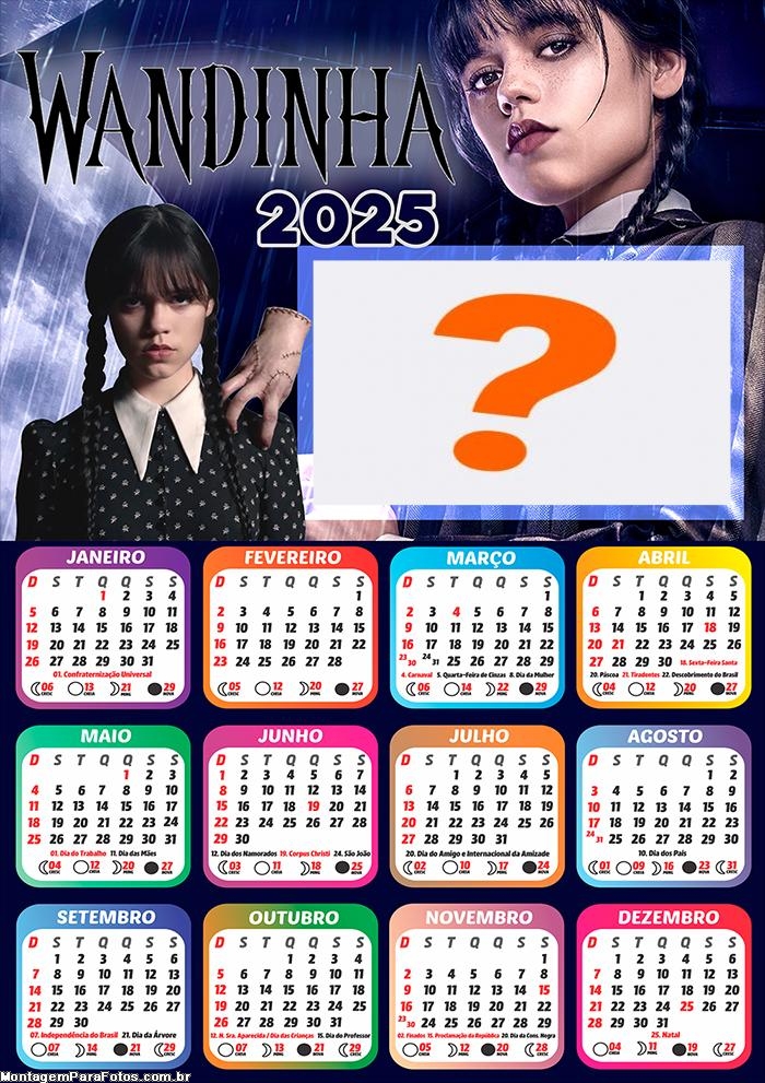 Calendário 2025 Wandinha Montagem Online