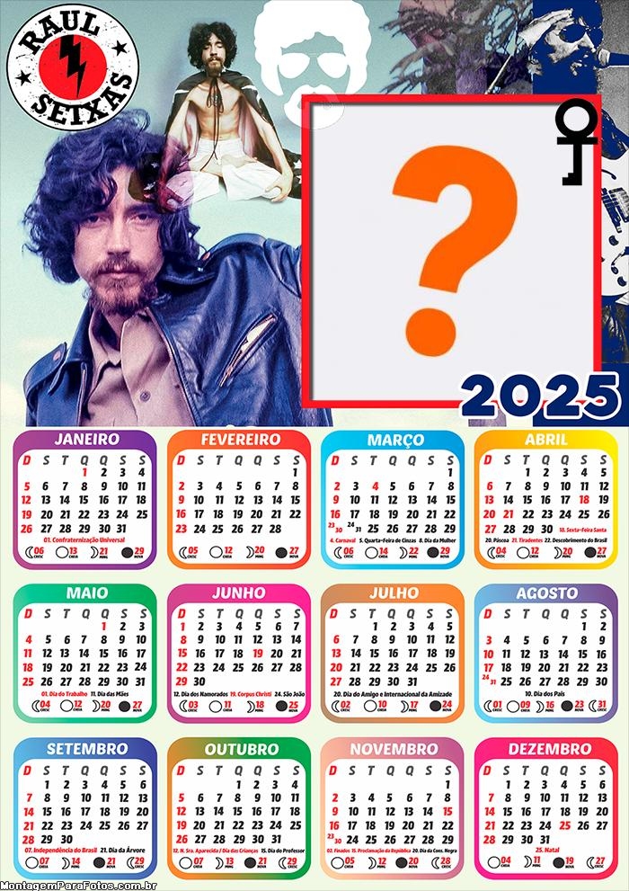 Calendário 2025 Raul Seixas Colagem Online Grátis