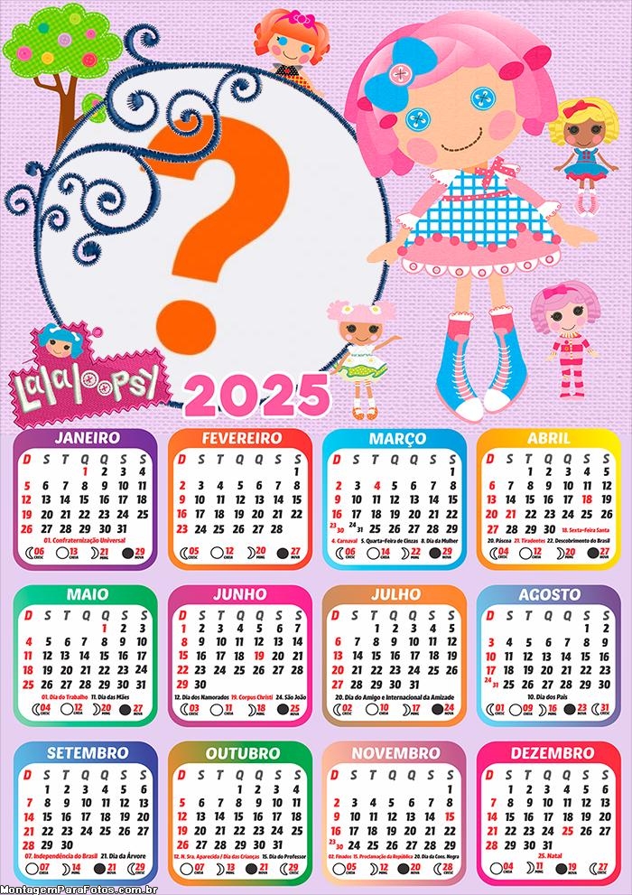 Calendário 2025 Lalaloopsy Foto Montagem Online