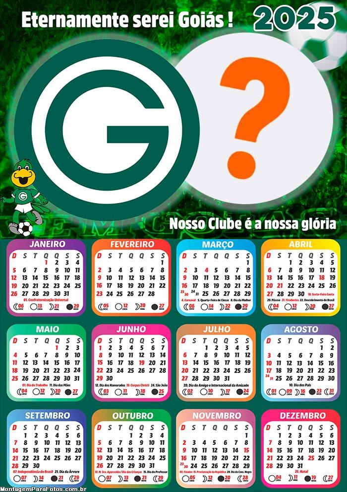 Calendário 2025 Goiás Time de Futebol Colagem Online Grátis