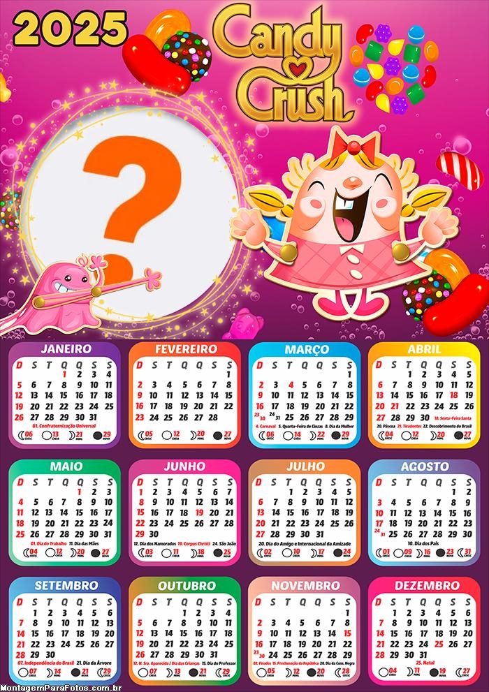 Foto Calendário 2025 Candy Crush Moldura