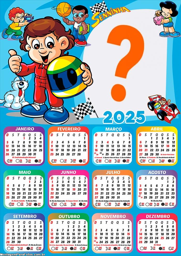 Calendário 2025 Senninha Foto Montagem Online