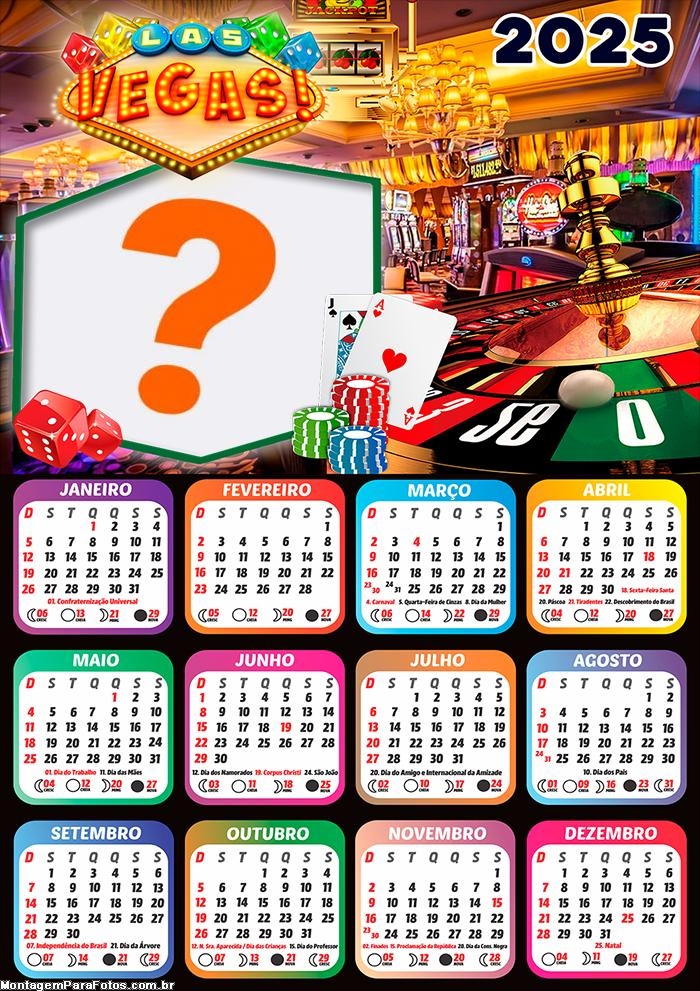 Calendário 2025 Las Vegas Foto Montagem Online