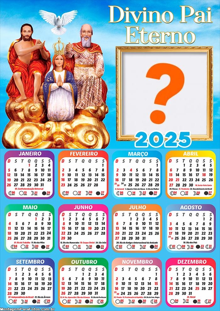 Calendário 2025 Divino Pai Eterno Montagem Online