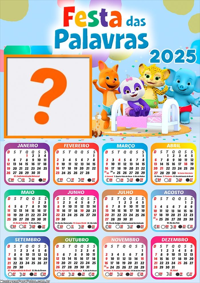 Calendário 2025 Festa das Palavras Montagem Online