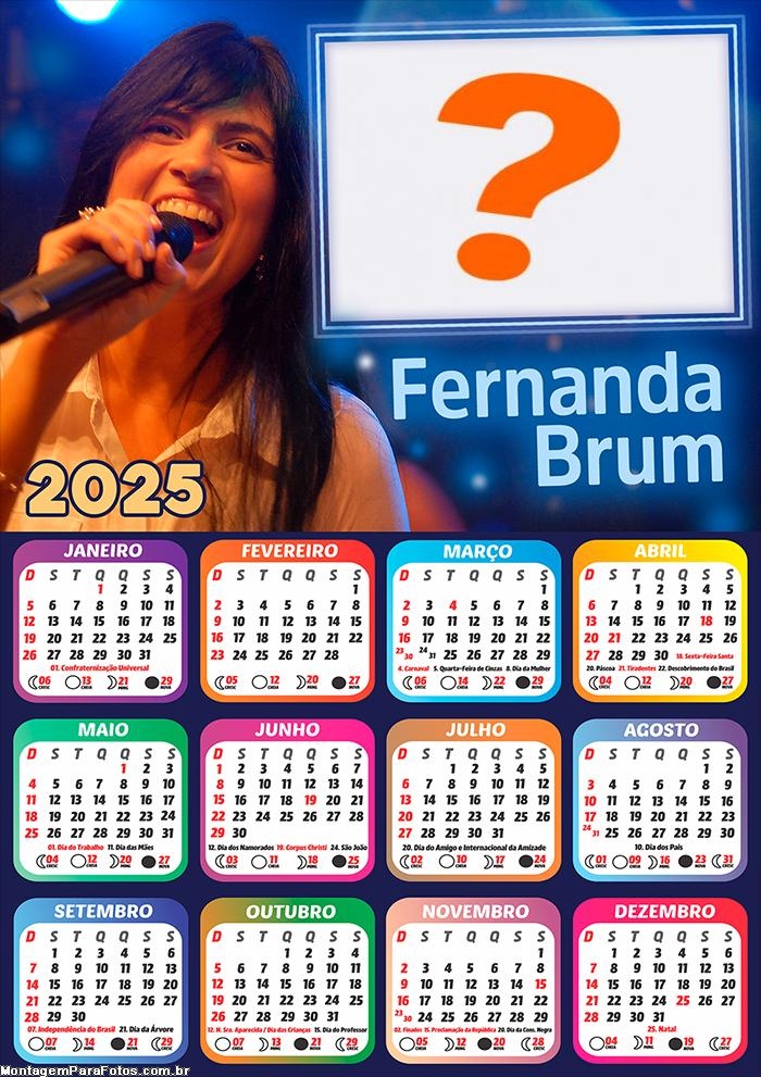 Calendário 2025 Fernanda Brum Montagem Online