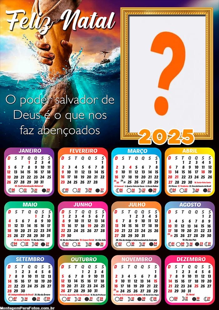 Calendário 2025 Feliz Natal Poder de Deus Foto Montagem