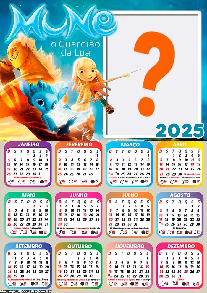 Montagem de Foto Calendário 2025 Mune O Guardião da Lua