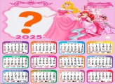 Calendário 2025 Princess Pink Disney Colagem de Foto