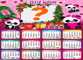 Calendário 2025 Feliz Natal Panda Rosa Montagem Online