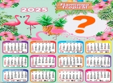 Calendário 2025 Flamingo Tropical Colagem de Foto