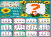 Calendário 2025 Girassóis no Natal Colagem Online Grátis