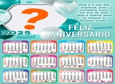 Calendário 2025 com Mensagem de Feliz Aniversário Moldura Online
